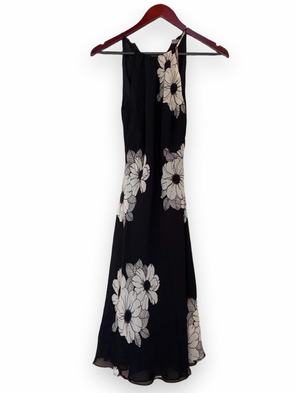 Ann Taylor Black Maxi Dress with White Floral Print